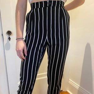 High waisted black and white pin stripe pants